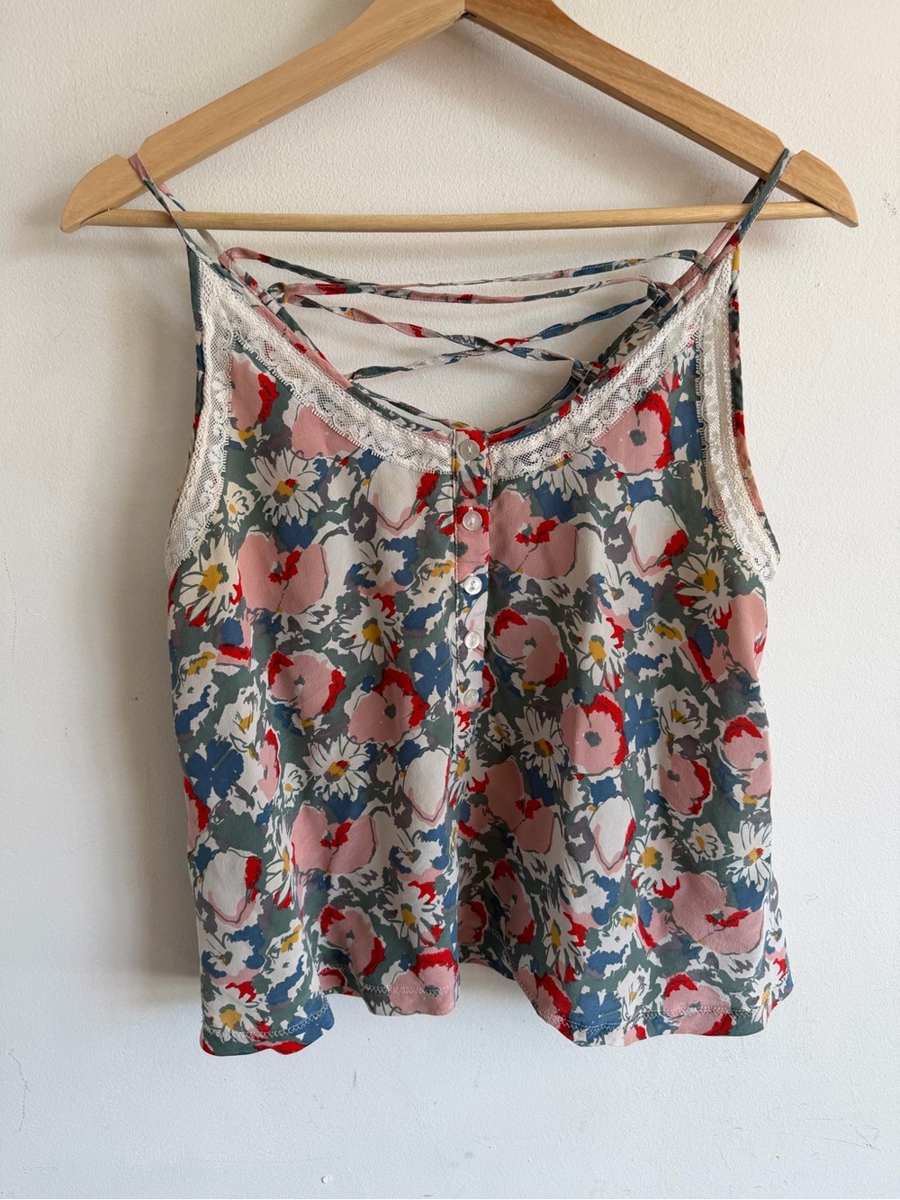 Kimchi Blue Pink & Blue Floral Lace-Trim Camisole